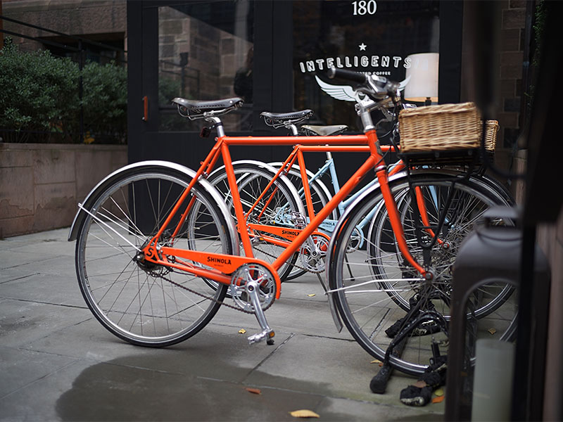 Orange bike in rack